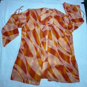 Women’s YBL Orange/white 20W Swimsuit Cover Kimono